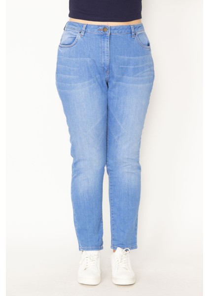 Kadın Mavi Yıkama Efektli Kot Pantolon 65N31281 fiyatları
