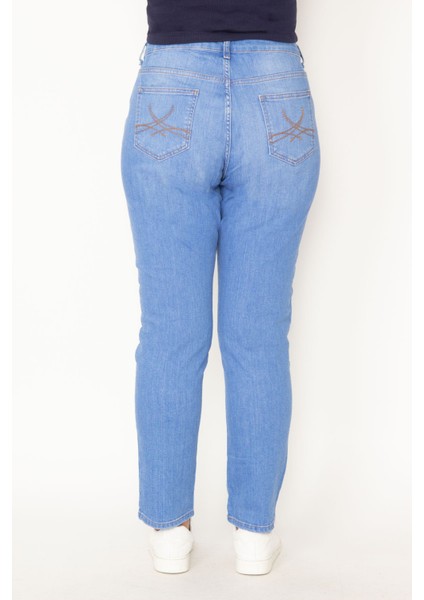 Kadın Mavi Yıkama Efektli Kot Pantolon 65N31281 fırsatları