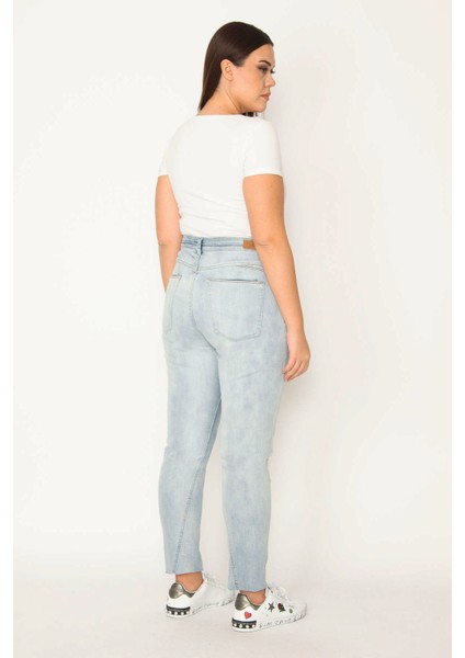 Kadın Mavi Yıkama Efektli 5 Cep Kot Pantolon 65N30966 modelleri