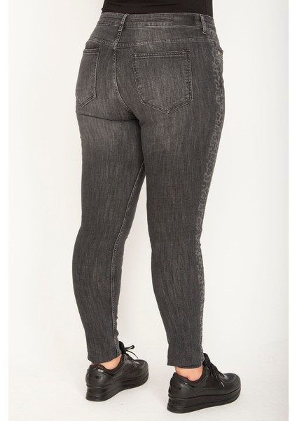 Kadın Antrasit Yan Detaylı Likralı 5 Cepli Dar Paça Kot Pantolon 65N26400 fırsatları