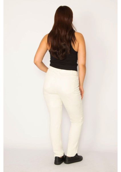 Kadın Kemik Yan Kemer Lastikli Likralı 5 Cep Kot Pantolon 65N34144 modelleri
