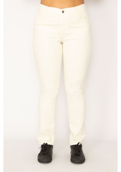 Kadın Kemik Yan Kemer Lastikli Likralı 5 Cep Kot Pantolon 65N34144 fırsatları