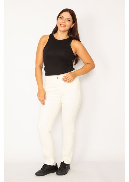 Kadın Kemik Yan Kemer Lastikli Likralı 5 Cep Kot Pantolon 65N34144 indirimleri
