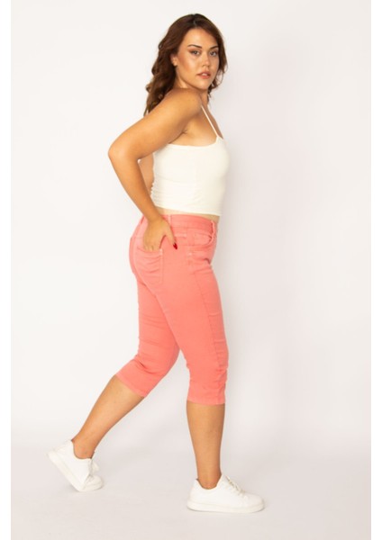 Kadın Gül Kurusu Likralı 5 Cep Kot Kapri 65N34116 fiyatları