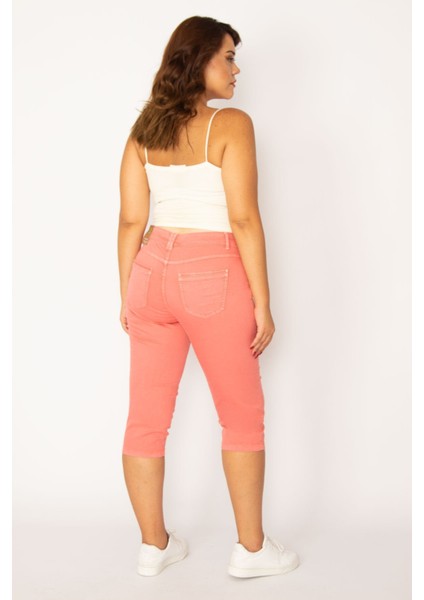 Kadın Gül Kurusu Likralı 5 Cep Kot Kapri 65N34116 modelleri