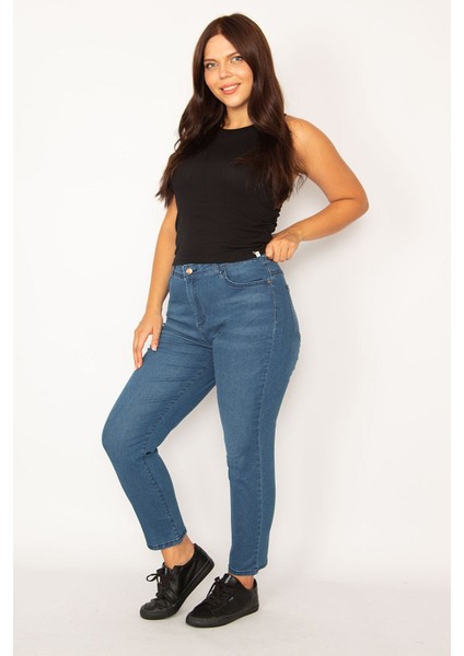 Kadın Lacivert Likralı 5 Cep Kot Pantolon 65N34241 modelleri