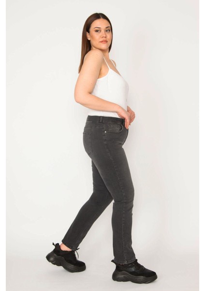 KADIN ANTRASİT 5 CEP LİKRALI JEAN PANTOLON fırsatları