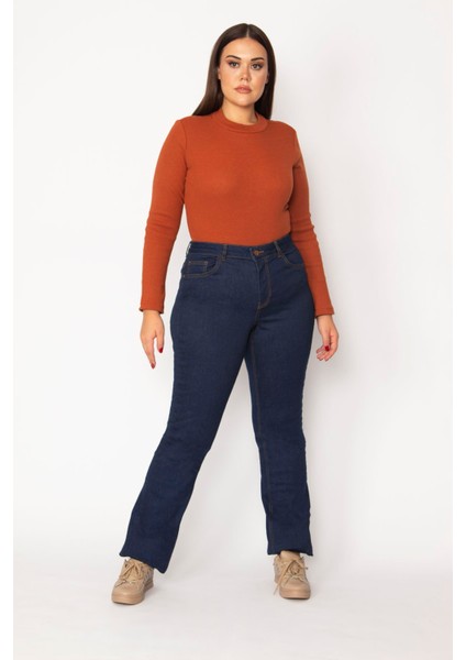 Kadın Lacivert Yüksek Bel 5 Cepli Likralı Kot Pantolon 65N29237 fiyatları