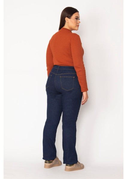 Kadın Lacivert Yüksek Bel 5 Cepli Likralı Kot Pantolon 65N29237 fırsatları