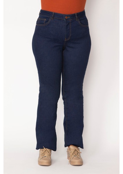 Kadın Lacivert Yüksek Bel 5 Cepli Likralı Kot Pantolon 65N29237 indirimleri