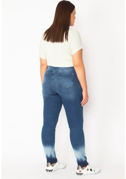 Kadın Lacivert Yıkama Efektli 5 Cep Likralı Kot Pantolon modelleri