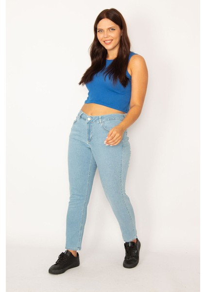 Kadın Mavi Likralı 5 Cep Kot Pantolon 65N34242 fiyatları
