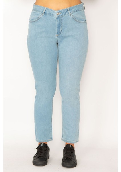 Kadın Mavi Likralı 5 Cep Kot Pantolon 65N34242 fırsatları