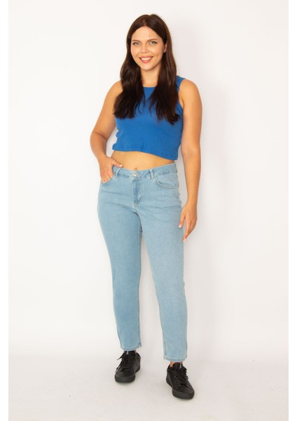 Kadın Mavi Likralı 5 Cep Kot Pantolon 65N34242 indirimleri
