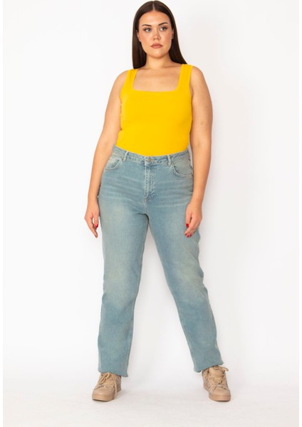 Kadın Mavi Yüksek Bel 5 Cepli Kot Pantolon 65N29166 fiyatları