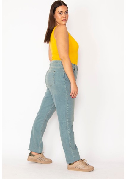 Kadın Mavi Yüksek Bel 5 Cepli Kot Pantolon 65N29166 modelleri