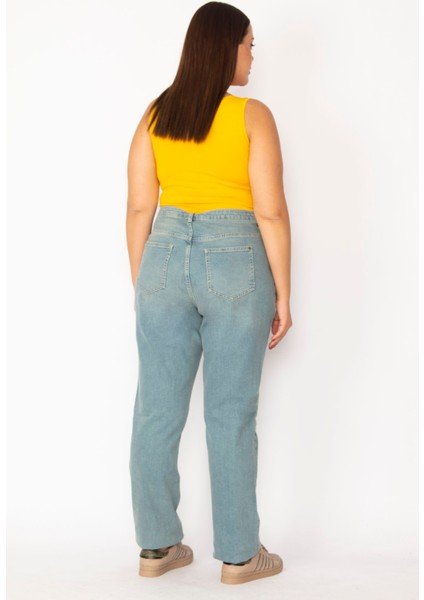 Kadın Mavi Yüksek Bel 5 Cepli Kot Pantolon 65N29166 fırsatları