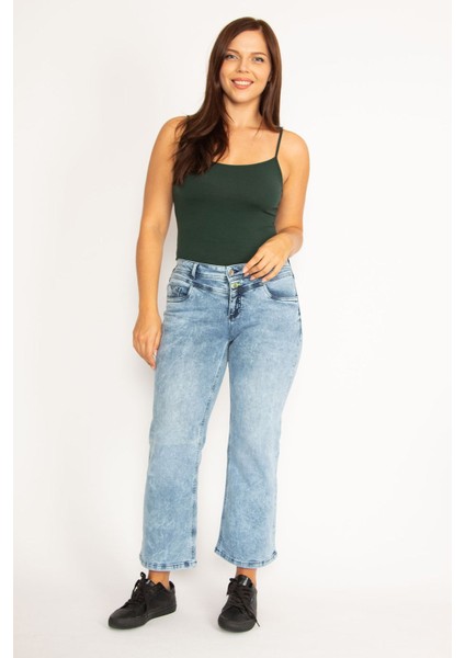 Kadın Mavi Likralı 5 Cep Kot Pantolon 65N34537