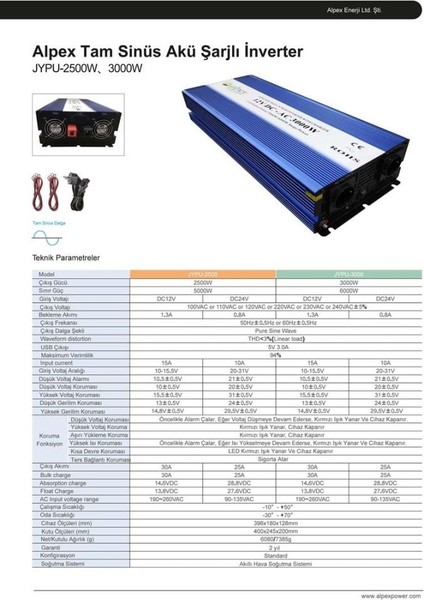 Teknovasyon Arge Alpex 3000 Watt 24 Volt Ups (Şebeke Şarjlı) Tam Sin. Inverter