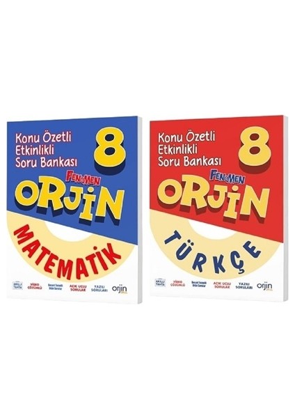 Orjin Okul 2026 8. Sınıf Matematik + Türkçe Konu Özetli Soru Seti 2 Kitap