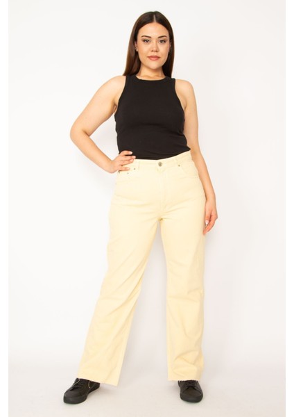 Kadın Bej 5 Cepli Kot Pantolon 65N33369