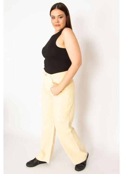 Kadın Bej 5 Cepli Kot Pantolon 65N33369 modelleri