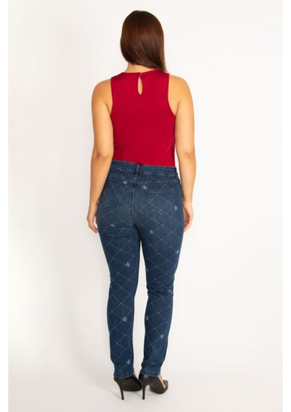 Kadın Lacivert Likralı 5 Cep Kot Pantolon 65N34535 modelleri