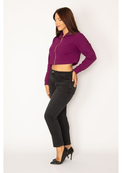 Kadın Antrasit Likraklı 5 Cep Kot Pantolon 65N34335 modelleri