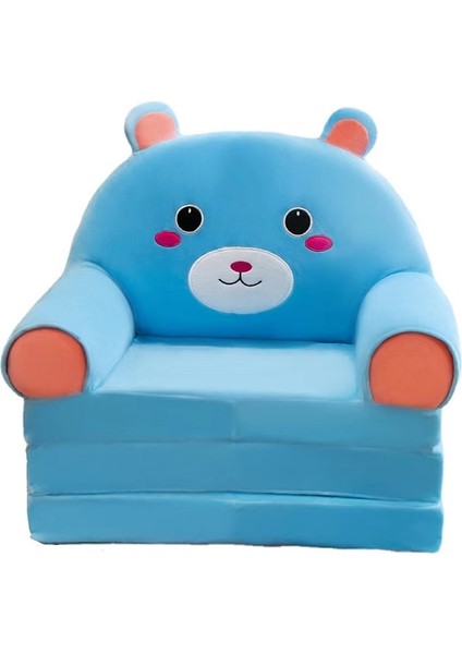 Çocuklar Için Üç Katmanlı Ayı Detaylı Koltuk - Mavi (Yurt Dışından)