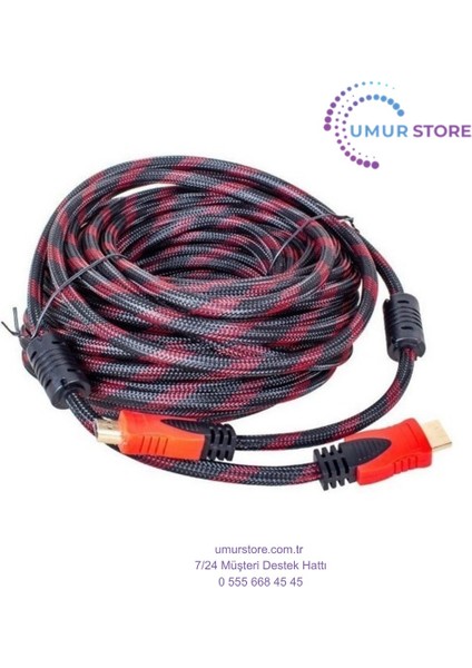 Örgülü Gold HDMI Kablo Poşetli 15 mt