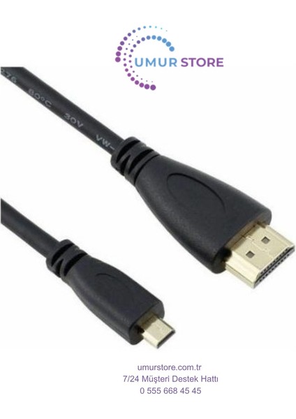 10 Metre Micro HDMI Kablo 10M Mikro HDMI Micro HDMI To HDMI Telefonlara Olmaz