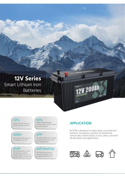 Teknovasyon Arge Pylontech 12 Volt 200 Amper Lityum Akü 4000 Cycle Bluetooth haberleşmeli modelleri