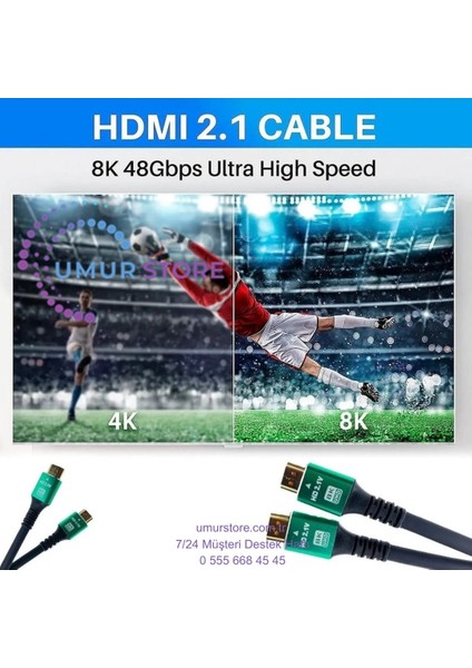 10K 8k HDMI Kablo Fiber Premium Tv Gaming Playstation Xbox Uydu V2.1 fırsatları