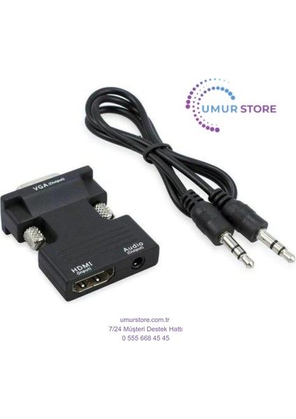 Ses Destekli HDMI To VGA Dönüştürücü Adaptör