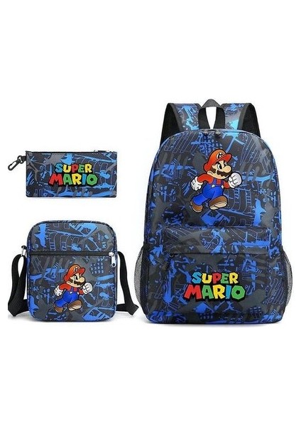 3pcs/set Super Mario Satchel Anime Rucksack Okul Çantası Pencil Torbası E Birikme Bag (Yurt Dışından)