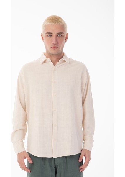 R-6044 Ayaklı Yaka Uzun Kol Keten Gömlek fiyatları