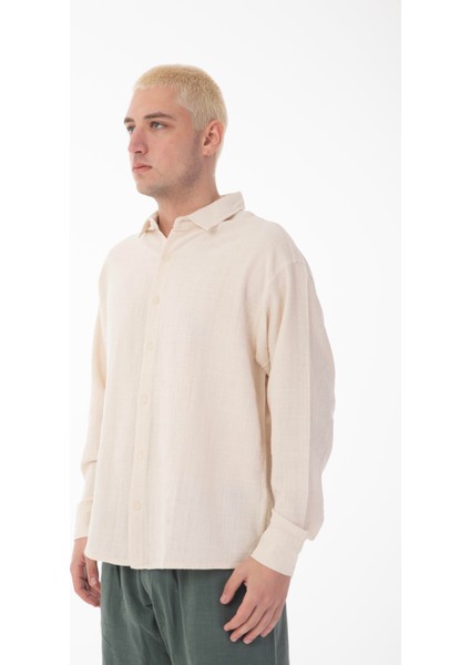 R-6044 Ayaklı Yaka Uzun Kol Keten Gömlek modelleri