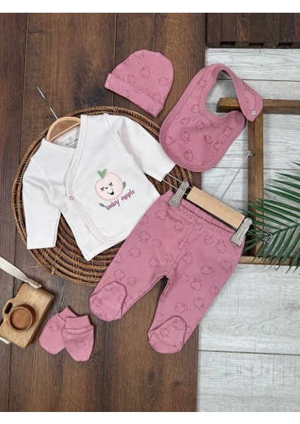 Mevsimlik Yenidoğan 5li Bisiklet Yaka Kız Bebek Hastane Çıkış Seti