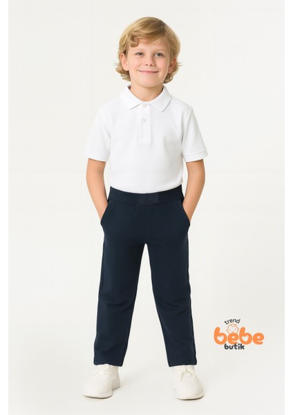 K Ribanalı Bel %100 Pamuk Penye Kumaş, Okul Pantolonu Erkek Çocuk Okul Eşofmanı Rahat ve Şık Siyah modelleri