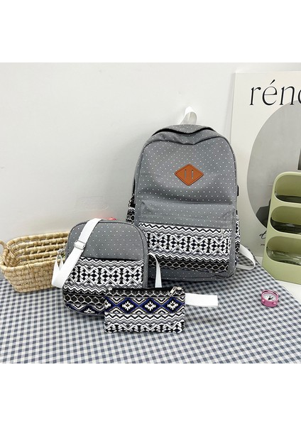 Okul Çantası Omuz Kanvas Çanta Üç Set (Yurt Dışından)