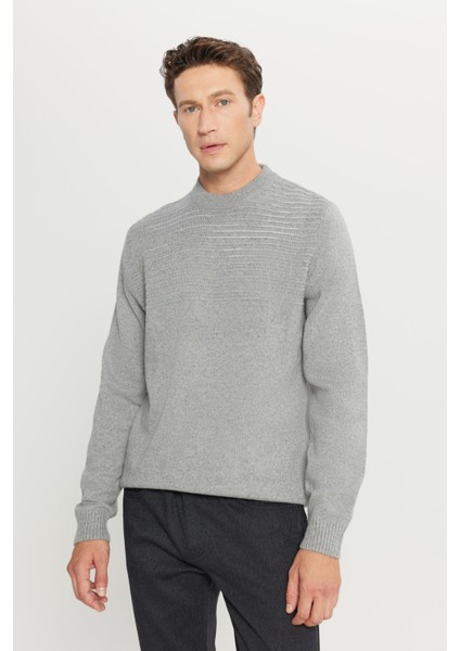 Erkek Gri Standart Fit Normal Kesim Yarım Balıkçı Yaka Triko Kazak fiyatları