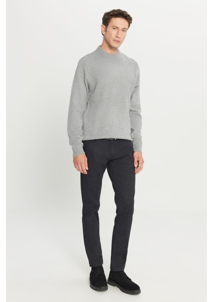 Erkek Gri Standart Fit Normal Kesim Yarım Balıkçı Yaka Triko Kazak modelleri