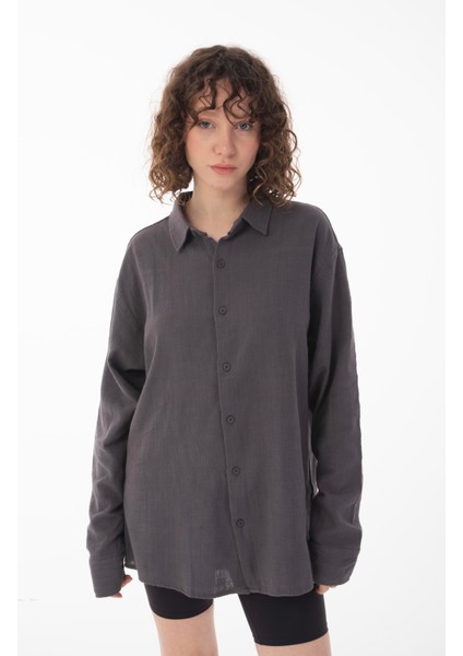 R-6044 Ayaklı Yaka Uzun Kol Keten Gömlek fiyatları