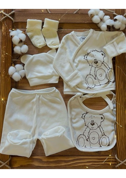 Ayıcık Desenli 5 Parça Yeni Doğan Zıbın Set Hastane Cıkışı Organik Kumaş fiyatları