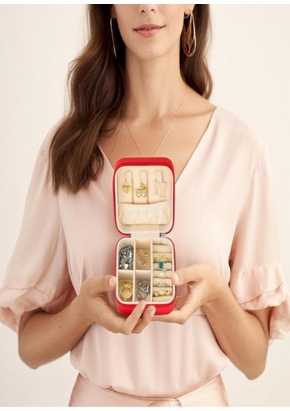 Seyahat Takı Kutusu, Düzenleyici Taşınabilir Mücevher - Takı Saklama Kutusu / Mini Çoklu Takı Organizeri