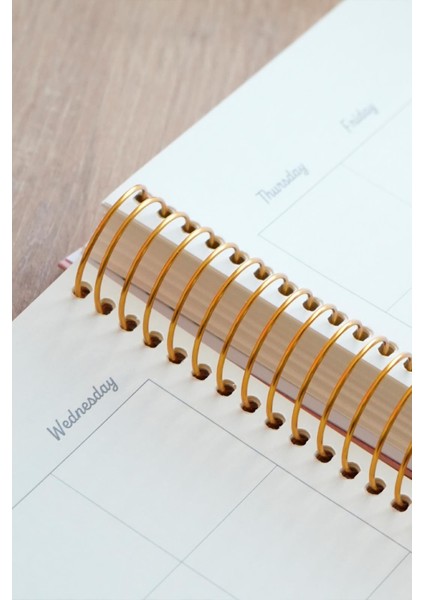 A5 Spiralli Vegan Deri Süresiz Planlayıcı Ajanda. 100 Gr. Ivory. 224 Sayfa. Kırmızı indirimleri