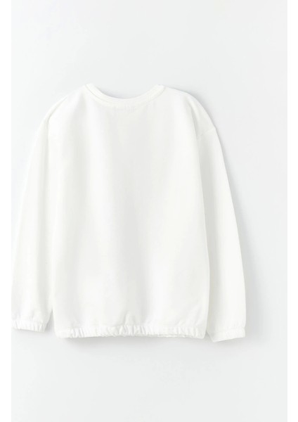 Lcw Kids Ekru Bisiklet Yaka Baskılı Uzun Kollu Kız Çocuk Sweatshirt ve Eşofman Altı modelleri