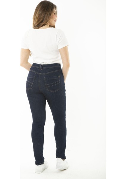 Kadın Büyük Beden Lacivert 5 Cepli Dar Paça Skınny Kot Pantolon 65N37255 modelleri