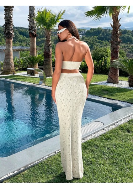 Kadın Büstiyerli Ajurlu Etekli Pareo Plaj Takımı fiyatları