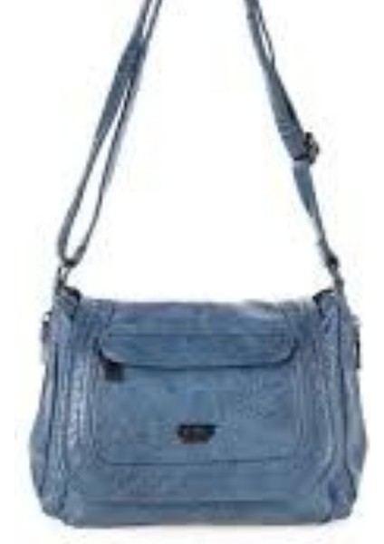 Mavi Suni Deri Omuz & Kol Çantası - Çok Cepli, Fonksiyonel Tasarım